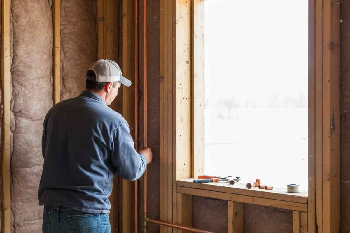 Licensed plumber running new copper supply lines in a South Shore home